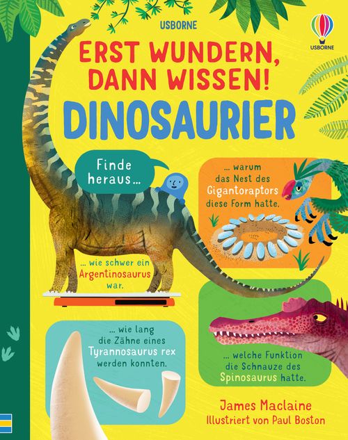 Cover des Buches Erst wundern, dann wissen! Dinosaurier von James Maclaine
