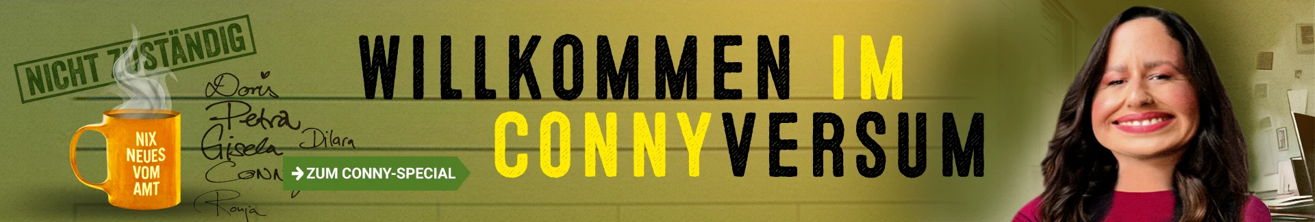 Grafik zu, Conny Special. Text: Willkommen im Connyversum