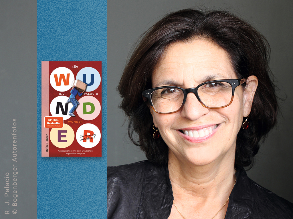 Foto der Autorin Raquel J. Palacio und Buch Wunder