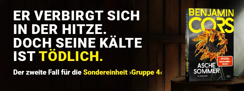 Er verbirgt sich in der Hitze. Doch seine Kälte ist tödlich. Cover Aschesommer von Benjamin Cors.