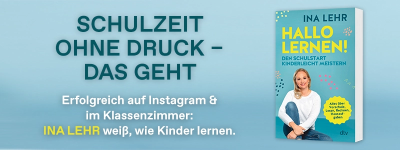 Schulzeit ohne Druck, das geht. Banner Hallo Lernen von Ina Lehr.