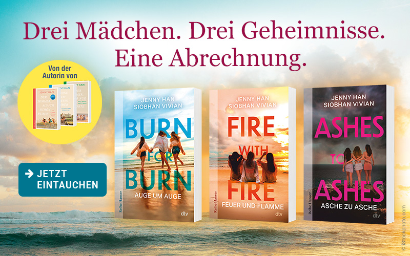 Grafik für Jenny Han Pakt der Herzen-Trilogie. Mit dem Text: Drei Mädchen, drei Geheimnisse, eine Abrechnung.