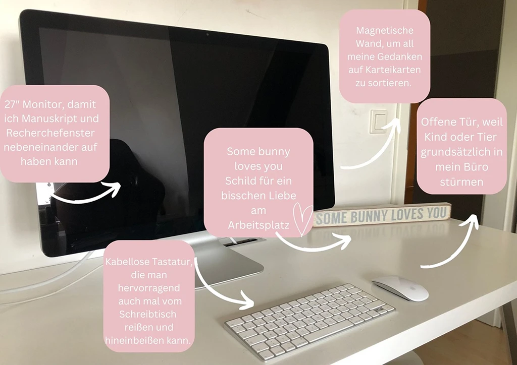 Foto des Arbeitsplatzes von Autorin Leonie Lastella.