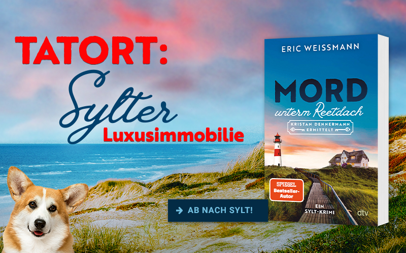 Grafik mit dem Buchcover von "Mord unterm Reetdach" von Eric Weißmann.