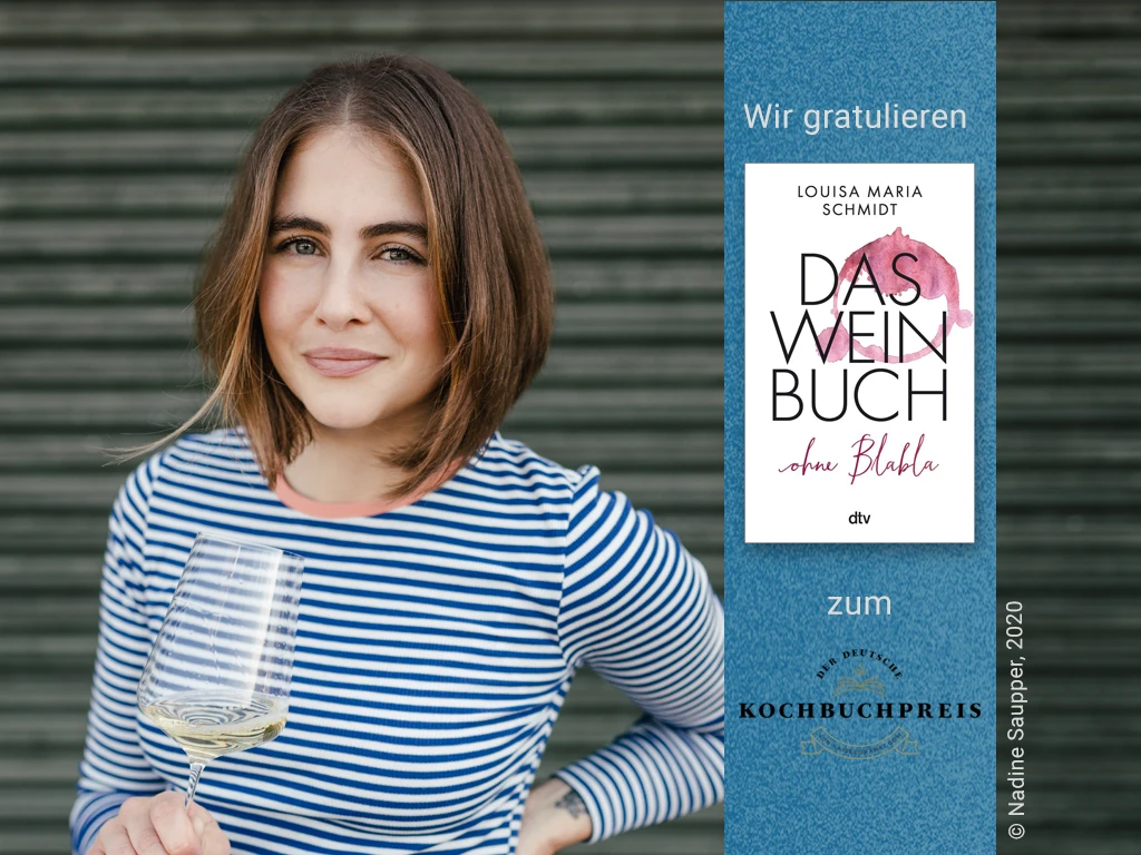 Foto der Autorin Louisa Maria Schmidt und Buch Das Weinbuch – ohne Blabla