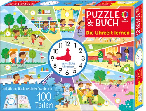 Cover des Buches Puzzle & Buch: Die Uhrzeit lernen von 